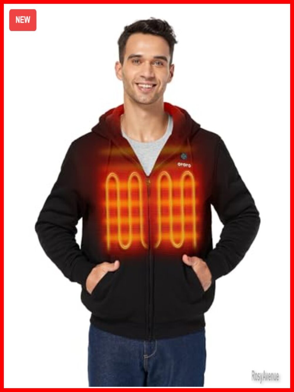 Unisex Heated Fleece Hoodie 4-Zone Heating with Battery